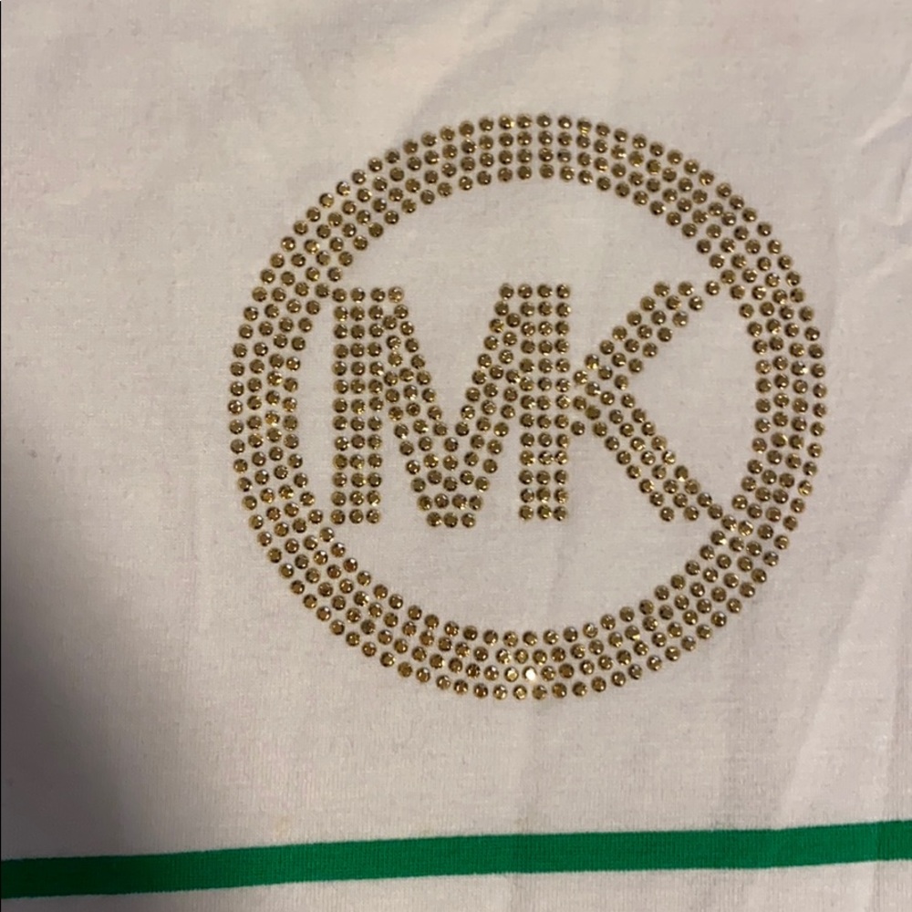 Michael Kors Green and White Short Sleeve T-Shirt